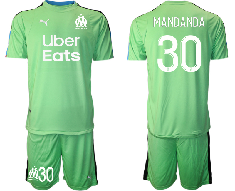 Men 2020-2021 club Marseille green goalkeeper #30 Soccer Jerseys->marseille jersey->Soccer Club Jersey